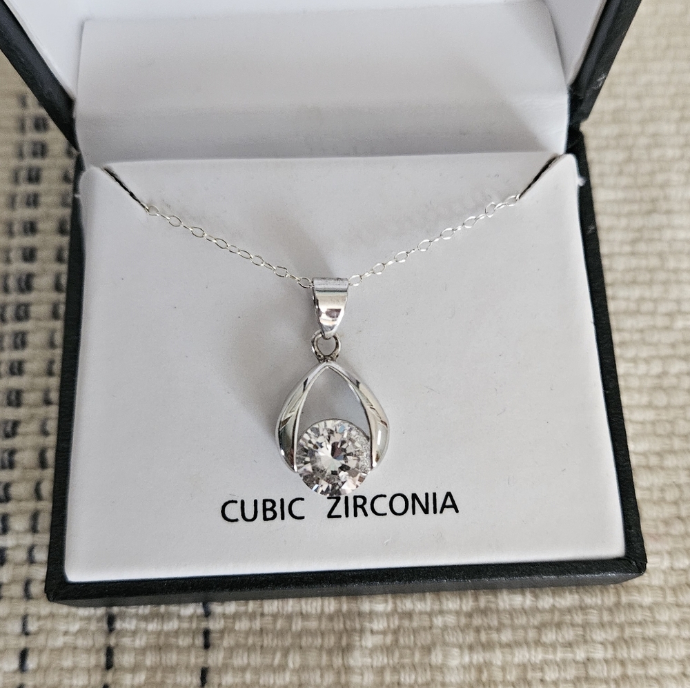 NWT Sterling Silver Cubic Zirconia Necklace